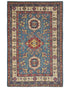 4x6 Blue Kuba Afghan Hand Knotted Wool Area Rug